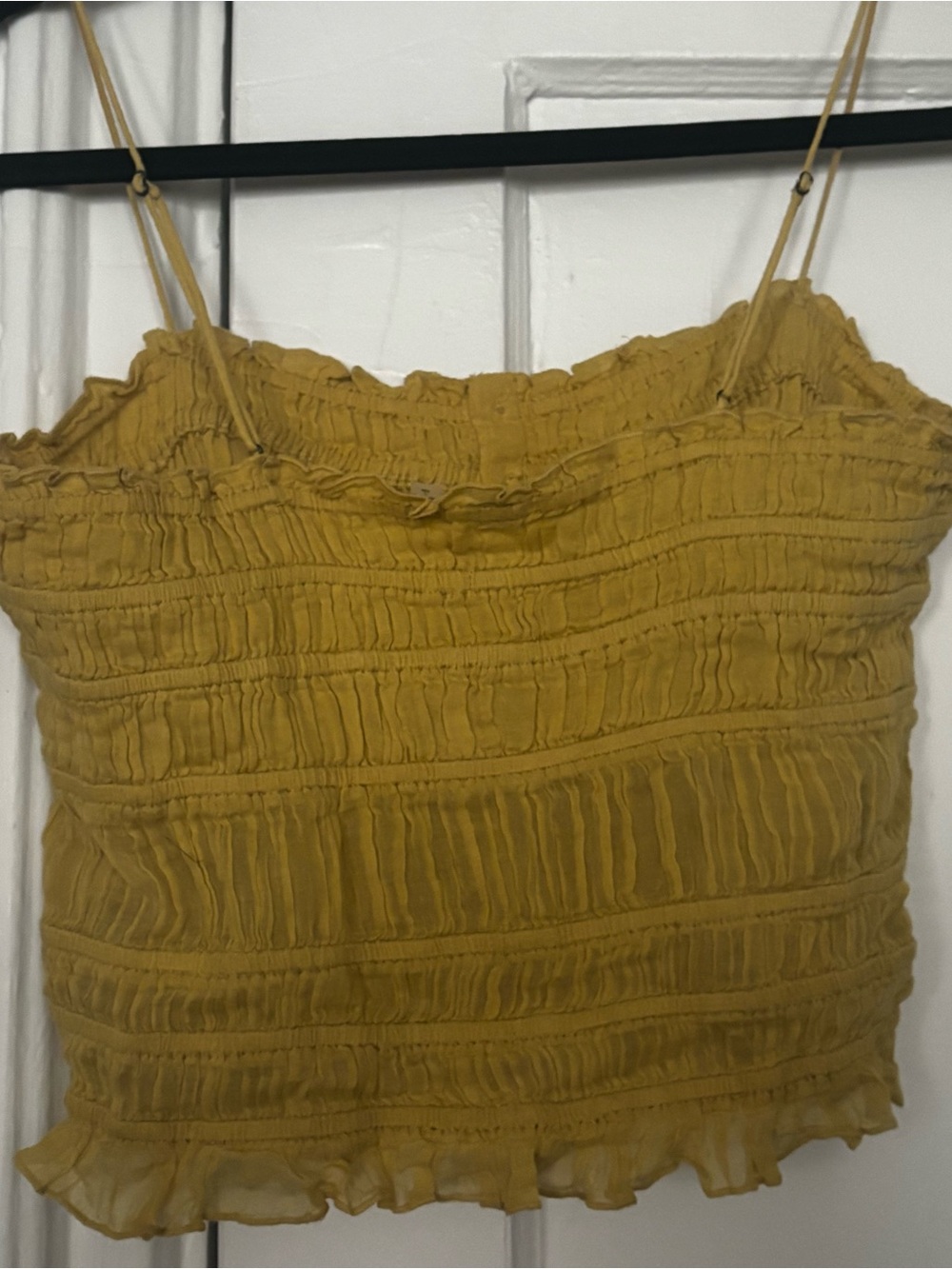 Cotton Button-Front Ruched Cami Tank Top - Picture 3 of 3